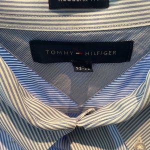 Tommy Hilfiger blue and white striped button down